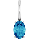 Platinum Oval Natural Blue Zircon Solitaire Pendant – 6x4mm