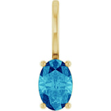 14K Gold Oval Natural Blue Zircon Solitaire Pendant – 6x4mm - Yellow Gold