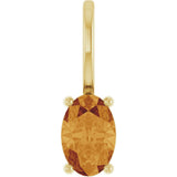 14K Gold Oval Natural Citrine Solitaire Pendant – 6x4mm - Yellow Gold