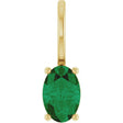 14K Gold Oval Natural Emerald Solitaire Pendant – 6x4mm - Yellow Gold