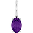 Platinum Oval Natural Amethyst Solitaire Pendant – 6x4mm