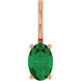 14K Gold Oval Lab-Grown Emerald Solitaire Pendant – 6x4mm - Rose Gold