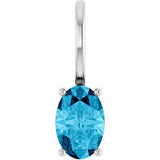 Platinum Oval Natural Aquamarine Solitaire Pendant – 6x4mm