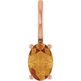 14K Gold Oval Natural Citrine Solitaire Pendant – 6x4mm - Rose Gold