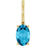 14K Gold Oval Natural Aquamarine Solitaire Pendant – 6x4mm - Yellow Gold