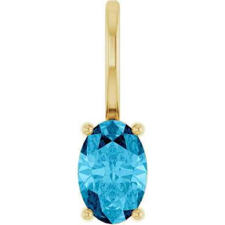 14K Gold Oval Natural Aquamarine Solitaire Pendant – 6x4mm - Yellow Gold