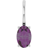 14K Gold Oval Lab-Grown Alexandrite Solitaire Pendant – 6x4mm - White Gold