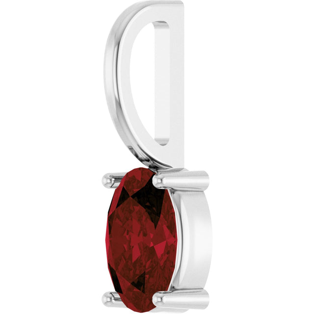 14K Gold Oval Natural Mozambique Garnet Solitaire Pendant – 6x4mm - White Gold - view 2
