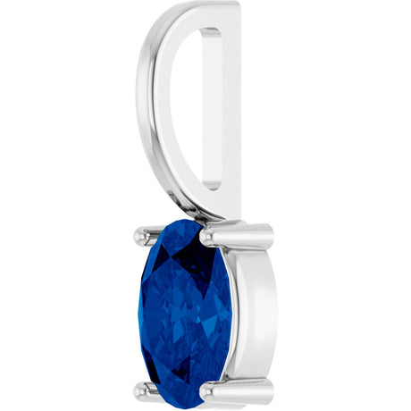 Platinum Oval Natural Blue Sapphire Solitaire Pendant – 6x4mm - view 2