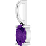 14K Gold Oval Natural Amethyst Solitaire Pendant – 6x4mm - White Gold - view 2
