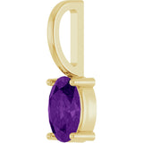 14K Gold Oval Natural Amethyst Solitaire Pendant – 6x4mm - Yellow Gold - view 2