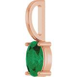 14K Gold Oval Lab-Grown Emerald Solitaire Pendant – 6x4mm - Rose Gold - view 2
