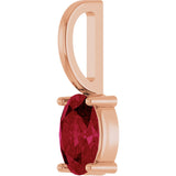 14K Gold Oval Natural Ruby Solitaire Pendant – 6x4mm - Rose Gold - view 2
