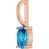 14K Gold Oval Natural Blue Zircon Solitaire Pendant – 6x4mm - Rose Gold - view 2