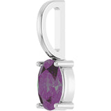 14K Gold Oval Lab-Grown Alexandrite Solitaire Pendant – 6x4mm - White Gold - view 2