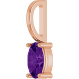 14K Gold Oval Natural Amethyst Solitaire Pendant – 5x3mm - Rose Gold - view 2