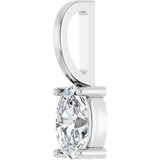 Platinum Oval Natural White Sapphire Solitaire Pendant - view 2