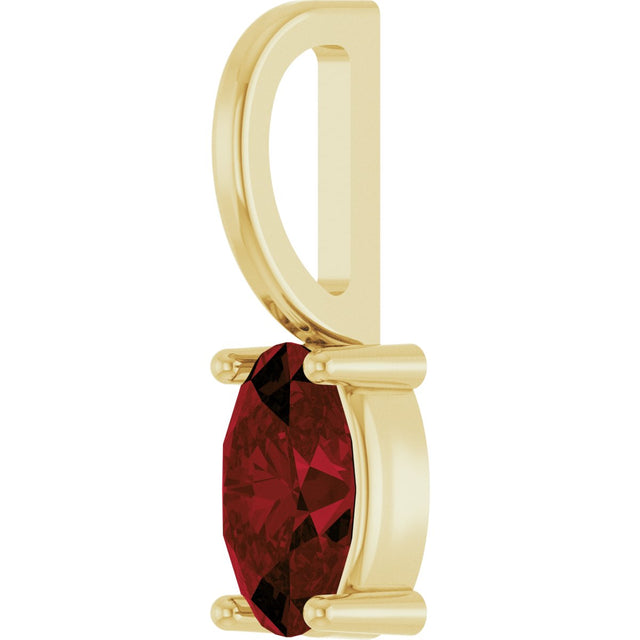 14K Gold Oval Natural Mozambique Garnet Solitaire Pendant – 5x3mm - Yellow Gold - view 2