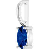 14K Gold Oval Natural Blue Sapphire Solitaire Pendant - White Gold - view 2