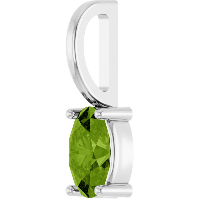 14K Gold Oval Natural Peridot Solitaire Pendant – 5x3mm - White Gold - view 2