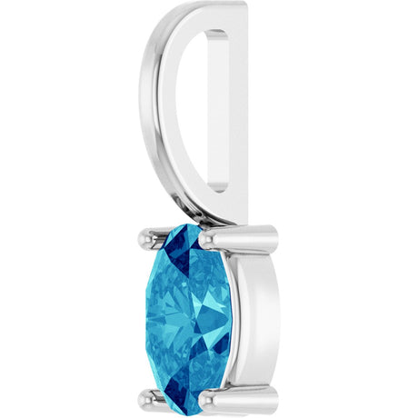 Platinum Oval Natural Blue Zircon Solitaire Pendant - view 2