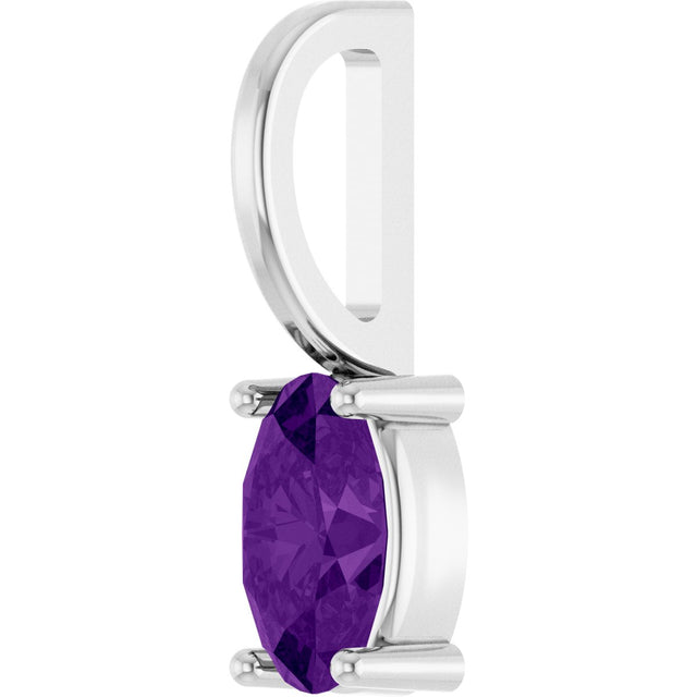 Platinum Oval Natural Amethyst Solitaire Pendant – 5x3mm - view 2