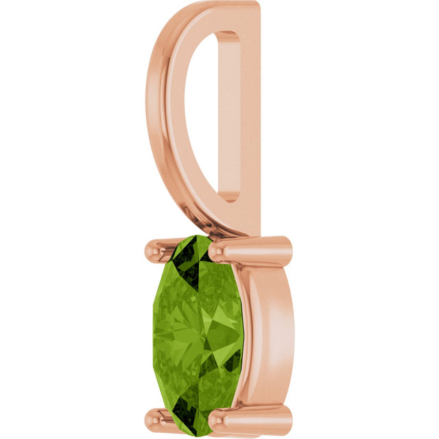 14K Gold Oval Natural Peridot Solitaire Pendant – 5x3mm - Rose Gold - view 2