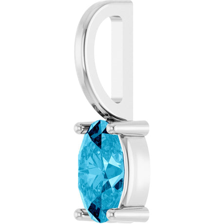 Platinum Oval Natural Aquamarine Solitaire Pendant - view 2