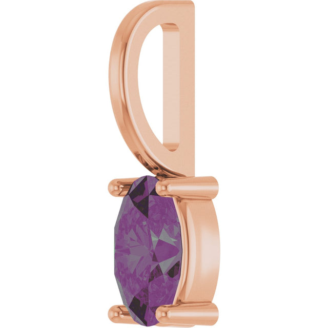 14K Gold Oval Lab-Grown Alexandrite Solitaire Pendant - Rose Gold - view 2