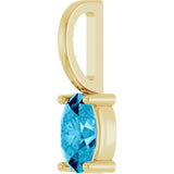 14K Gold Oval Natural Aquamarine Solitaire Pendant - Yellow Gold - view 2