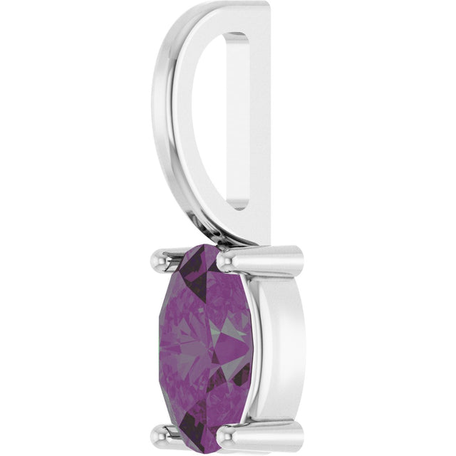 14K Gold Oval Lab-Grown Alexandrite Solitaire Pendant - White Gold - view 2