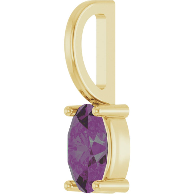 14K Gold Oval Lab-Grown Alexandrite Solitaire Pendant - Yellow Gold - view 2
