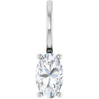 Platinum Oval Natural White Sapphire Solitaire Pendant