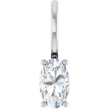 Platinum Oval Natural White Sapphire Solitaire Pendant