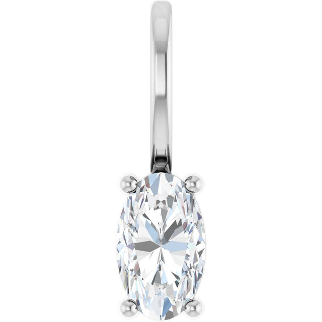 Platinum Oval Natural White Sapphire Solitaire Pendant