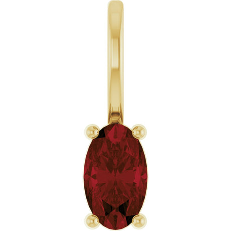 14K Gold Oval Natural Mozambique Garnet Solitaire Pendant – 5x3mm - Yellow Gold