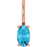 14K Gold Oval Natural Aquamarine Solitaire Pendant - Rose Gold