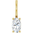 14K Gold Oval Natural White Sapphire Solitaire Pendant - Yellow Gold