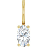 14K Gold Oval Natural White Sapphire Solitaire Pendant - Yellow Gold