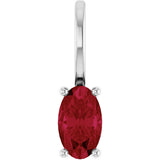 14K Gold Oval Lab-Grown Ruby Solitaire Pendant - White Gold