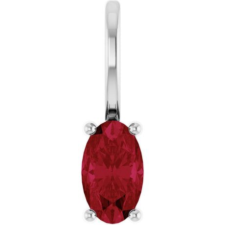 14K Gold Oval Lab-Grown Ruby Solitaire Pendant - White Gold