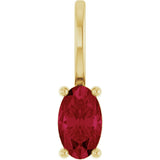 14K Gold Oval Lab-Grown Ruby Solitaire Pendant - Yellow Gold