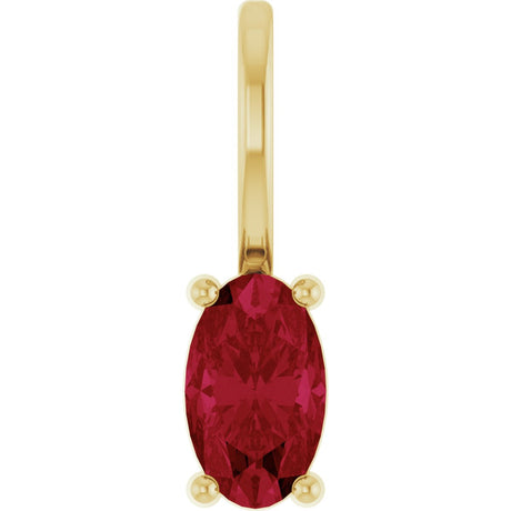 14K Gold Oval Natural Ruby Solitaire Pendant - Yellow Gold