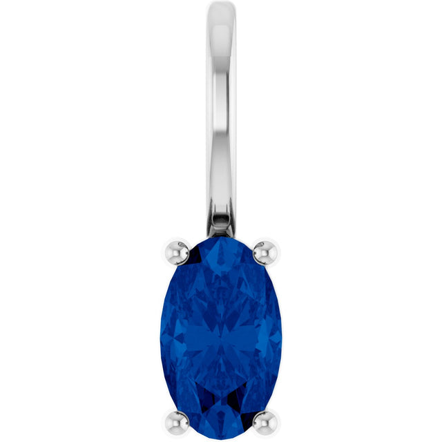 Platinum Oval Lab-Grown Blue Sapphire Solitaire Pendant