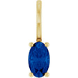 14K Gold Oval Natural Blue Sapphire Solitaire Pendant - Yellow Gold