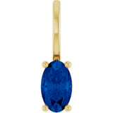 14K Gold Oval Natural Blue Sapphire Solitaire Pendant - Yellow Gold