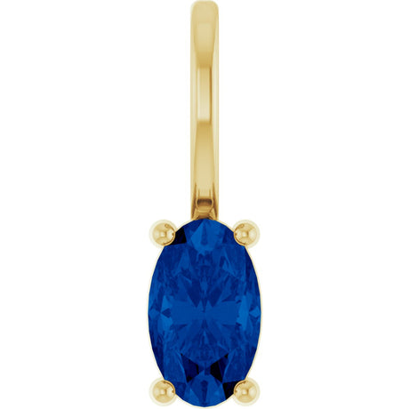 14K Gold Oval Natural Blue Sapphire Solitaire Pendant - Yellow Gold