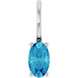 Platinum Oval Natural Blue Zircon Solitaire Pendant