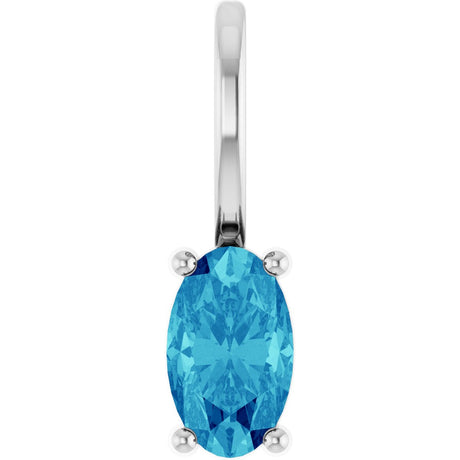 Platinum Oval Natural Blue Zircon Solitaire Pendant