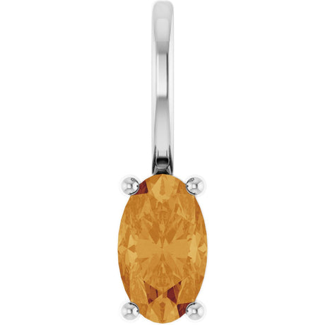14K Gold Oval Natural Citrine Solitaire Pendant – 5x3mm - White Gold